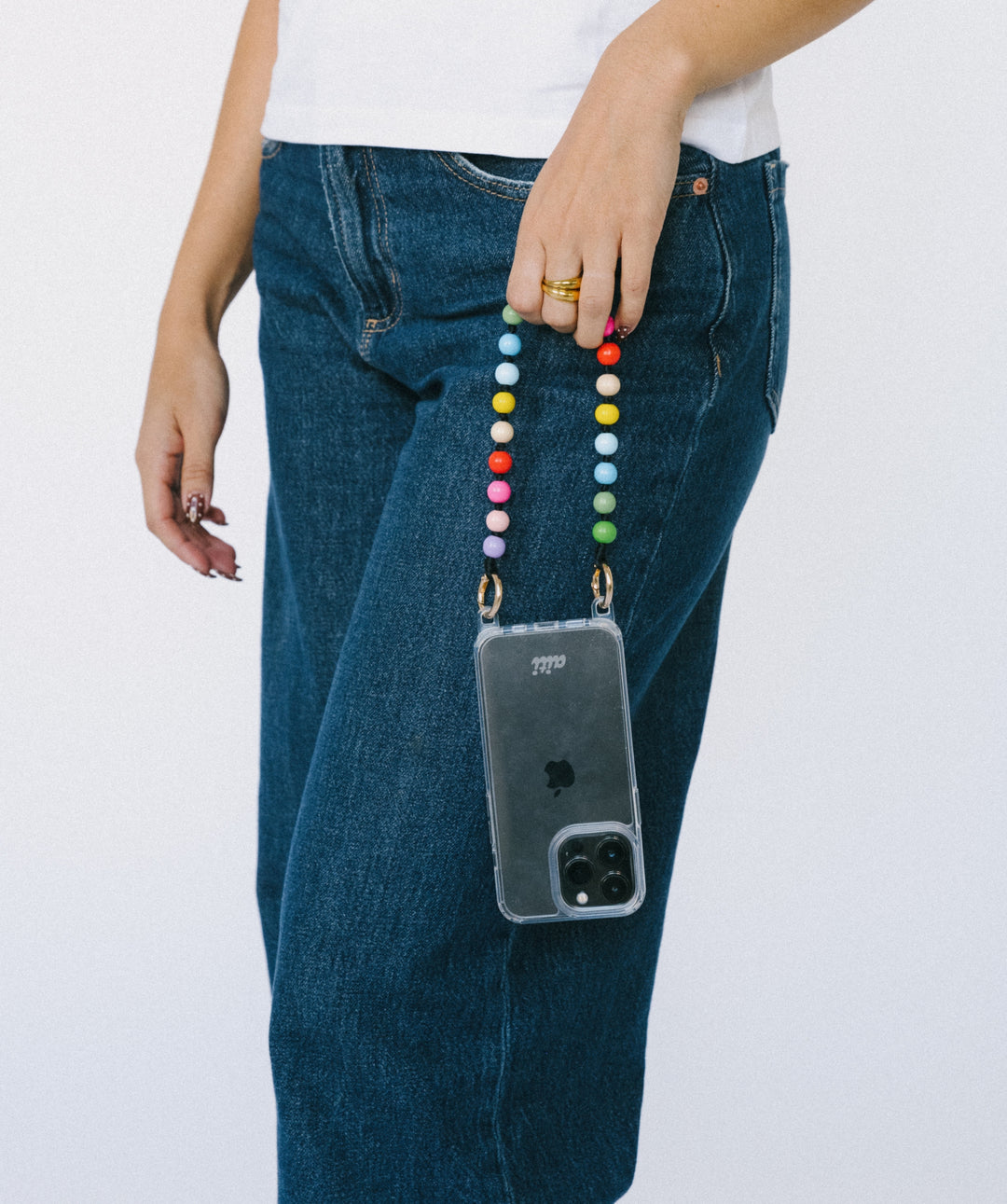 Multicolored Wood Phone Chain