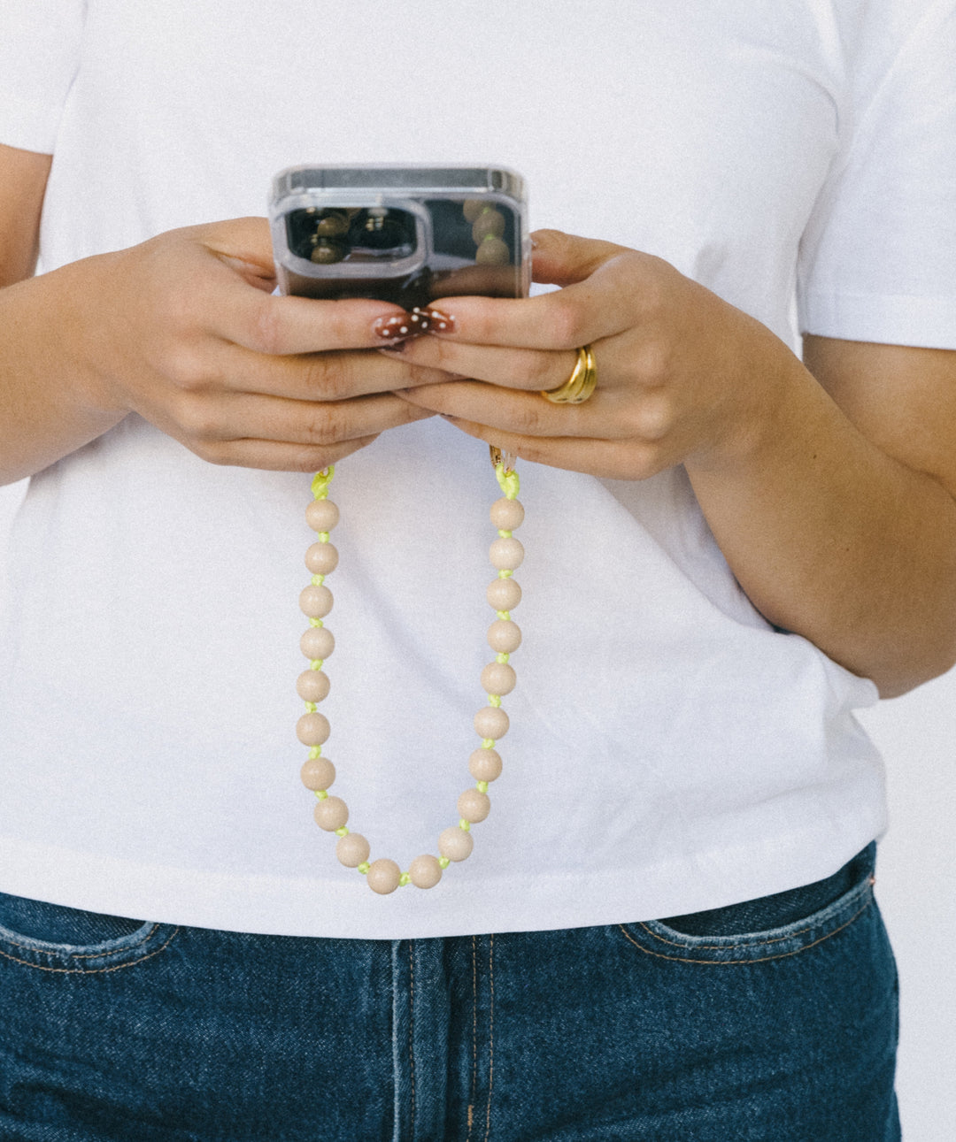 Natural & Neon Wood Phone Chain