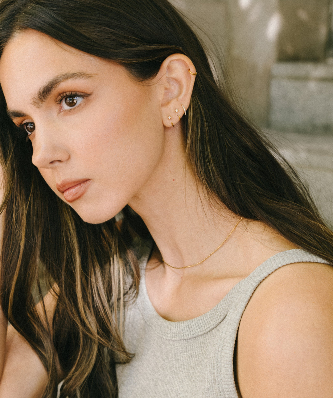 Pave Clicker Hoop Earring