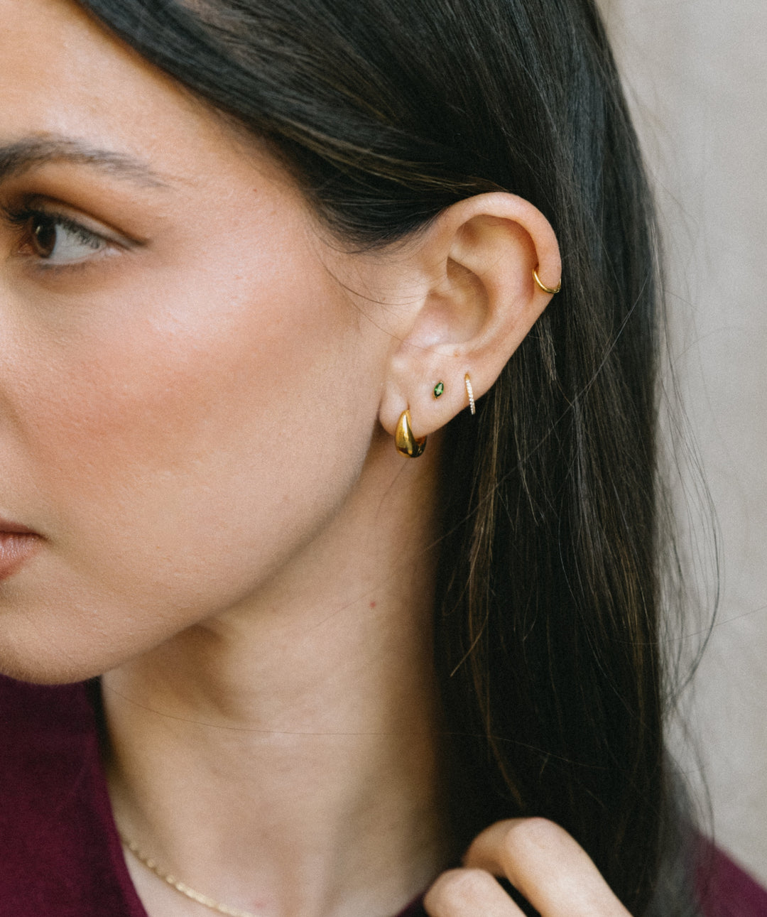 Pave Clicker Hoop Earring