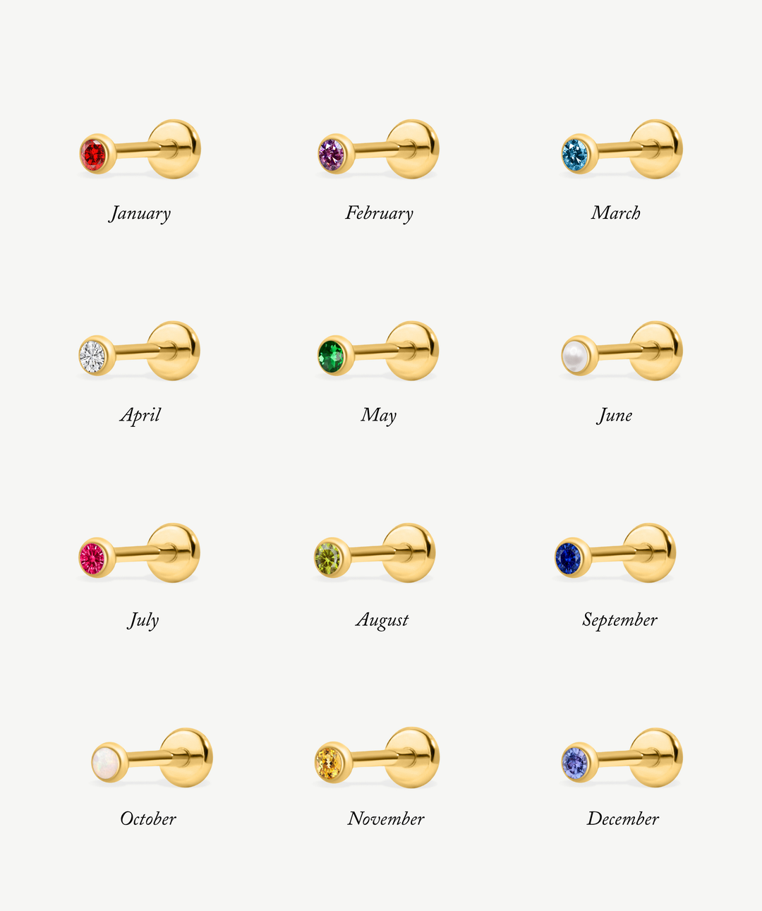 Birthstone Flat Back Stud