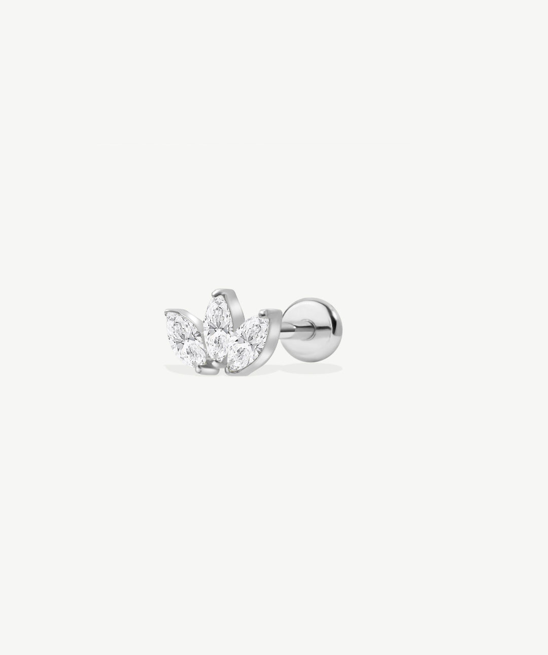Lotus CZ Flat Back Stud