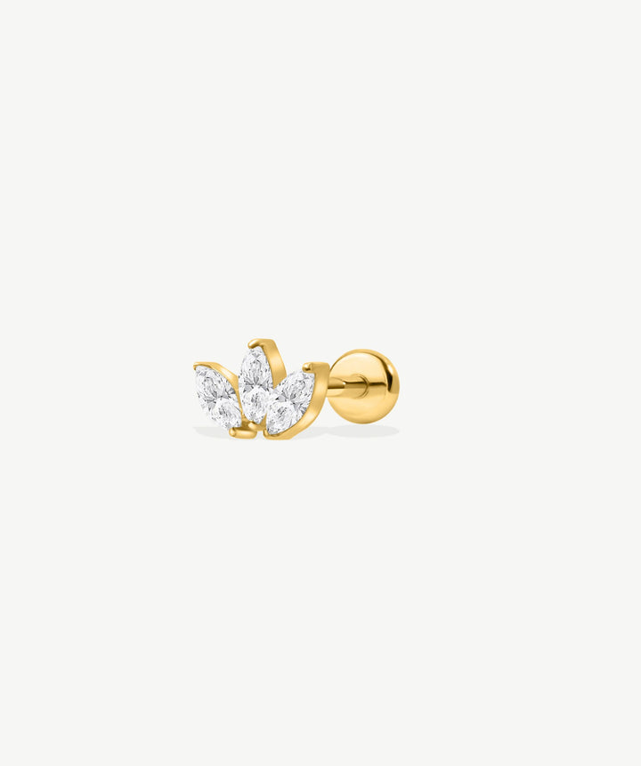 Lotus CZ Flat Back Stud
