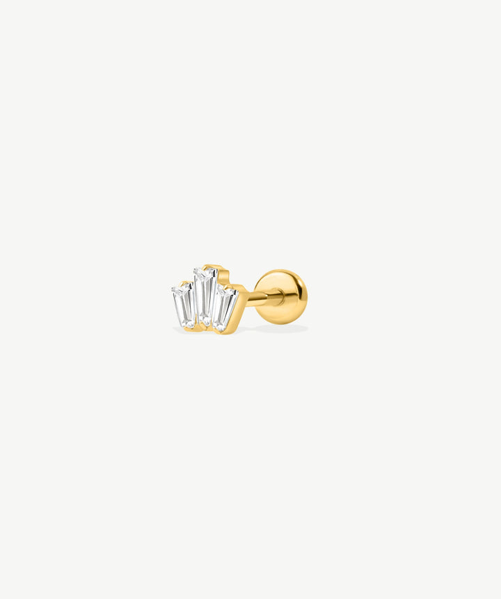 Triple Baguette Flat Back Stud