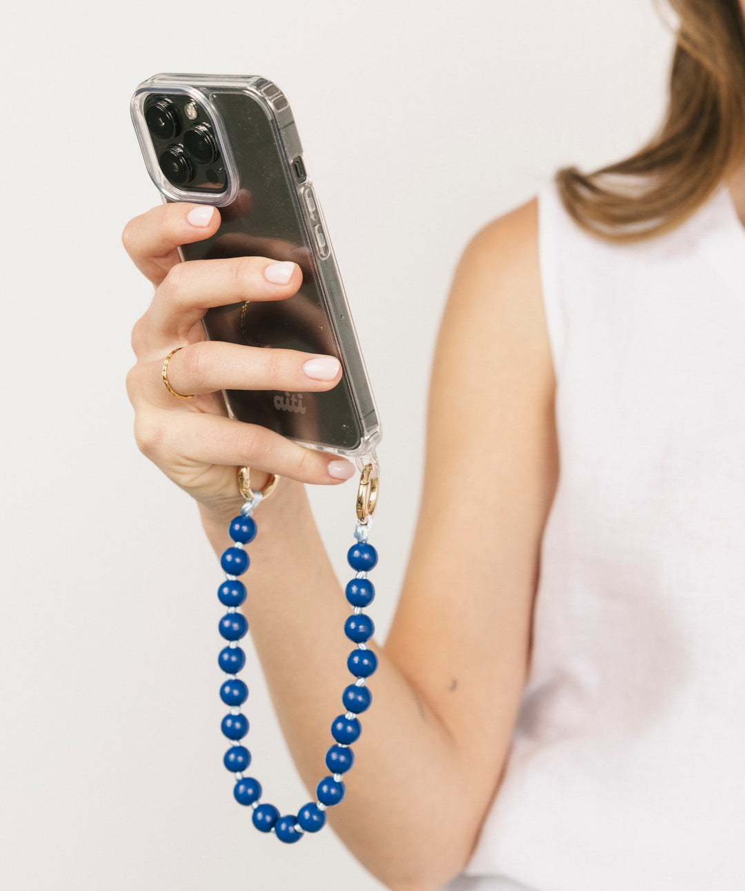 Blue Wood Phone Chain
