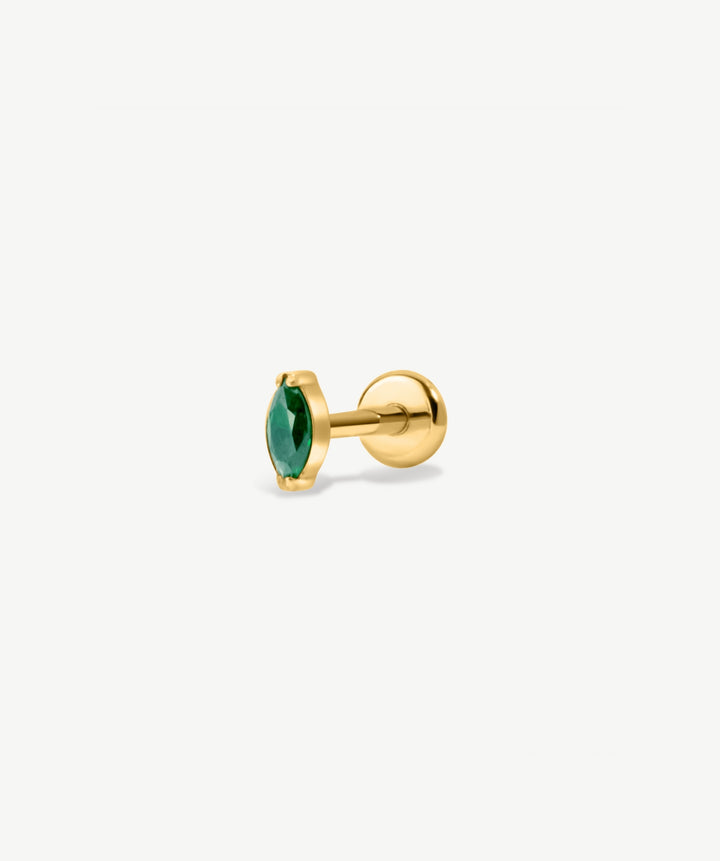 Emerald Marquise Flat Back Stud