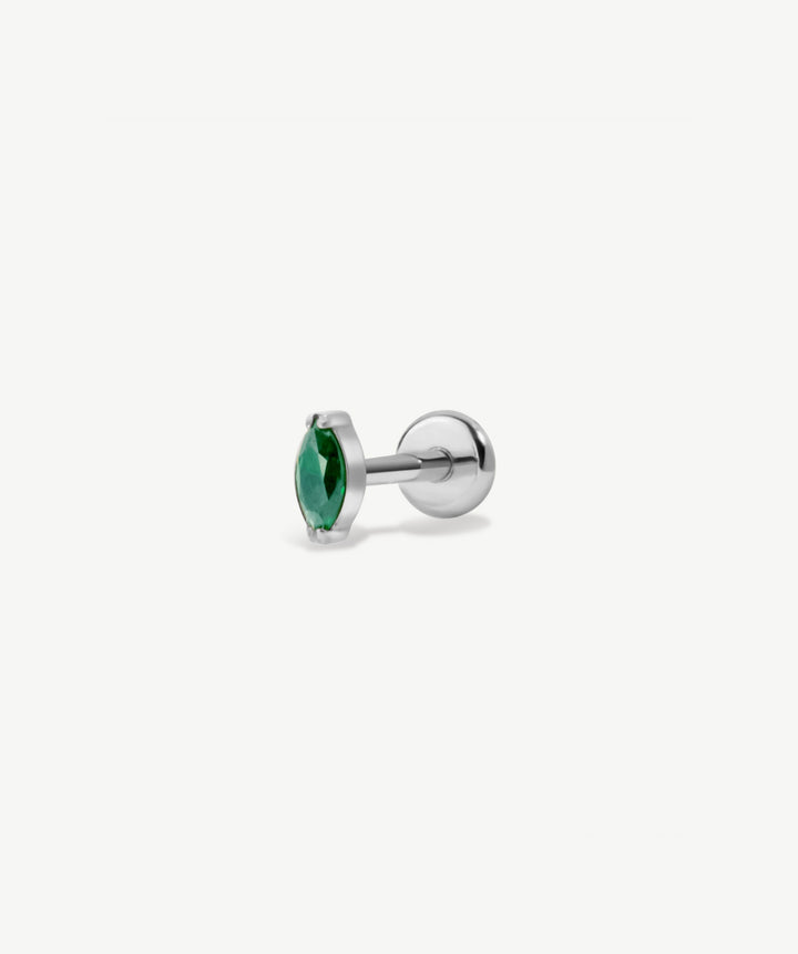 Emerald Marquise Flat Back Stud