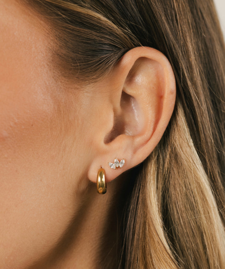 Lotus CZ Flat Back Stud