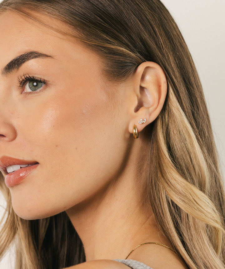 Lotus CZ Flat Back Stud