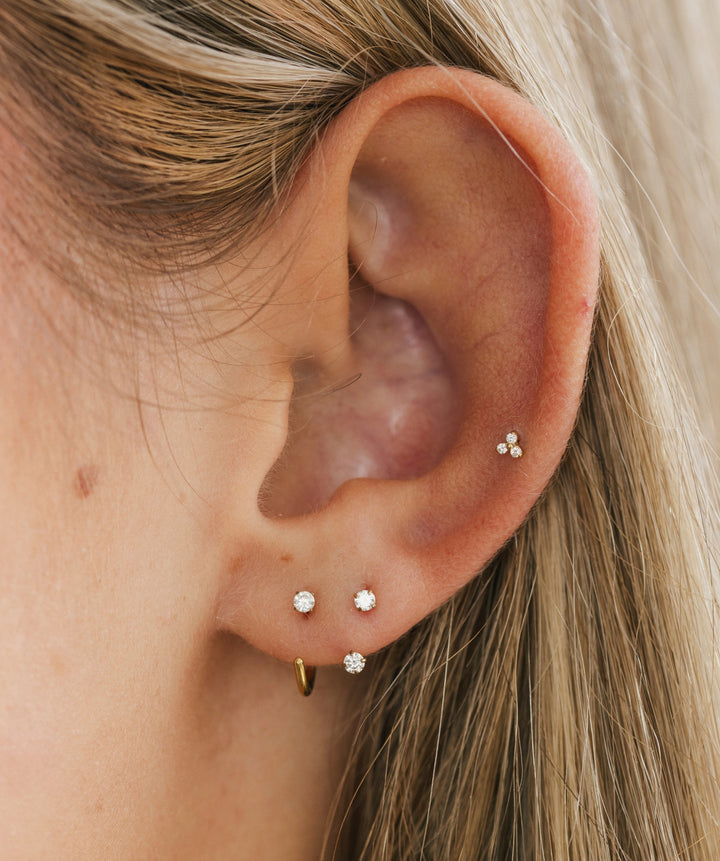 Mini Trio CZ Flat Back Stud