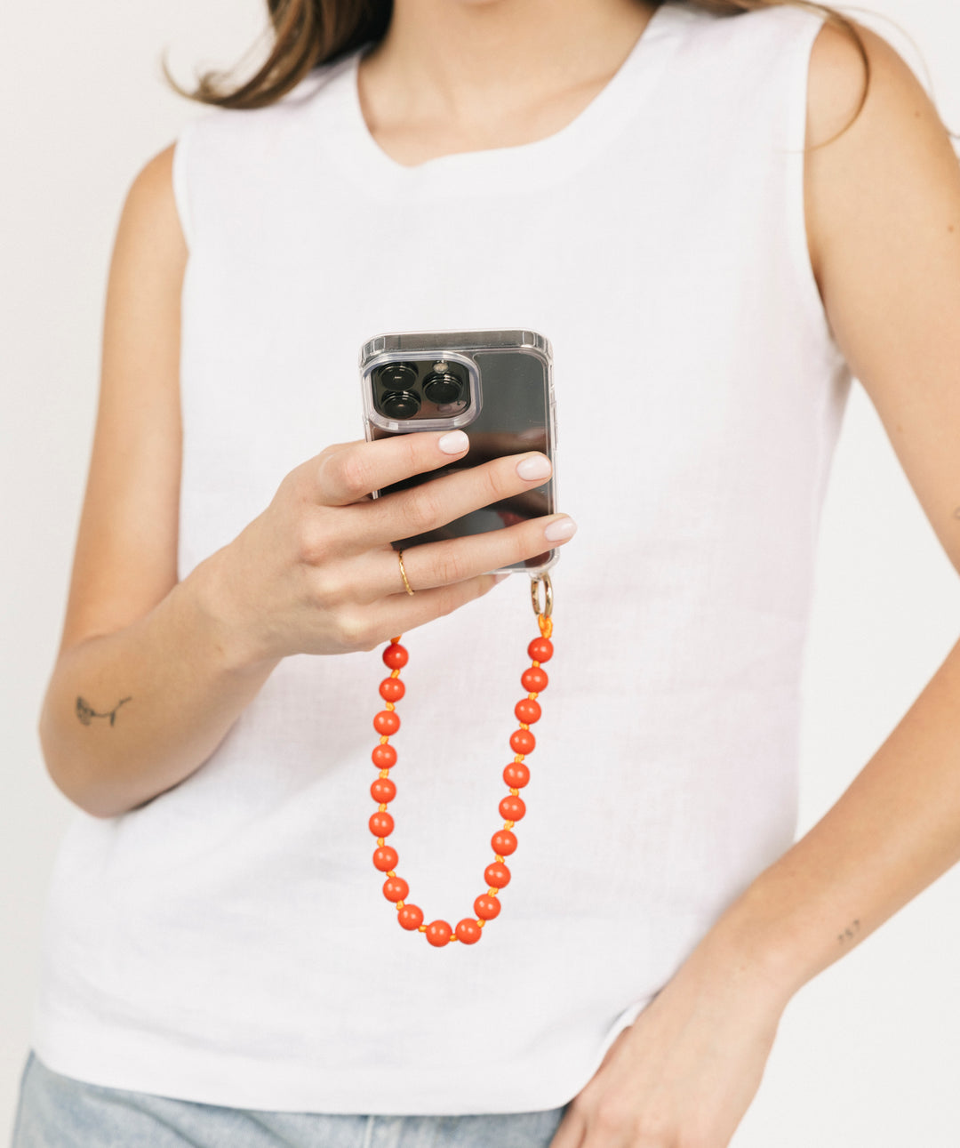 Orange Wood Phone Chain