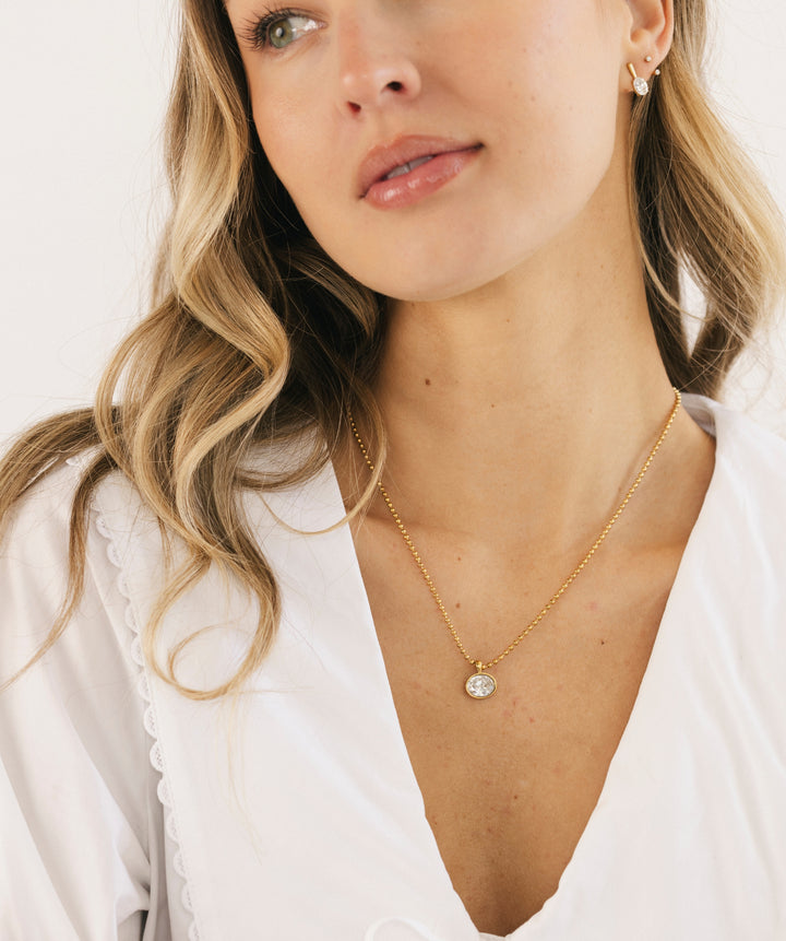 Oval Bezel Pendant Necklace
