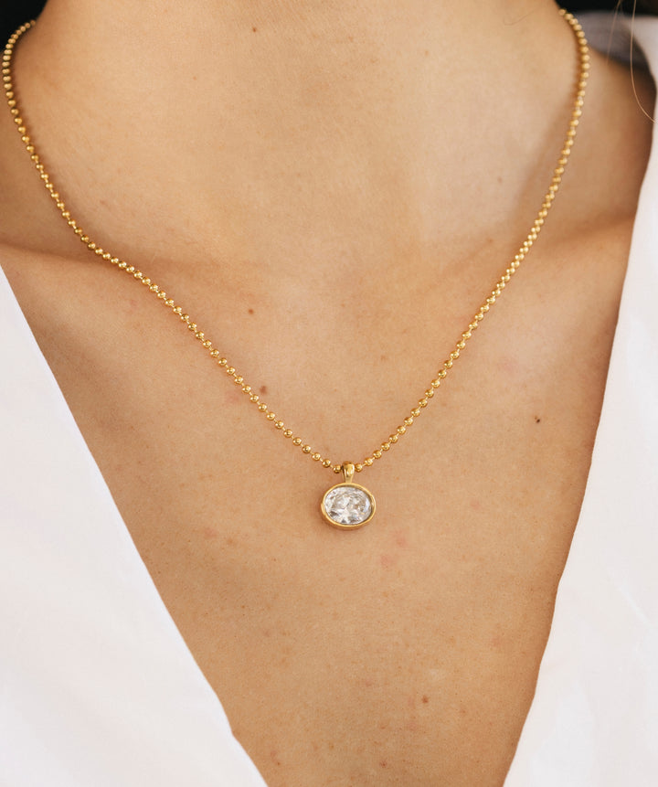 Oval Bezel Pendant Necklace