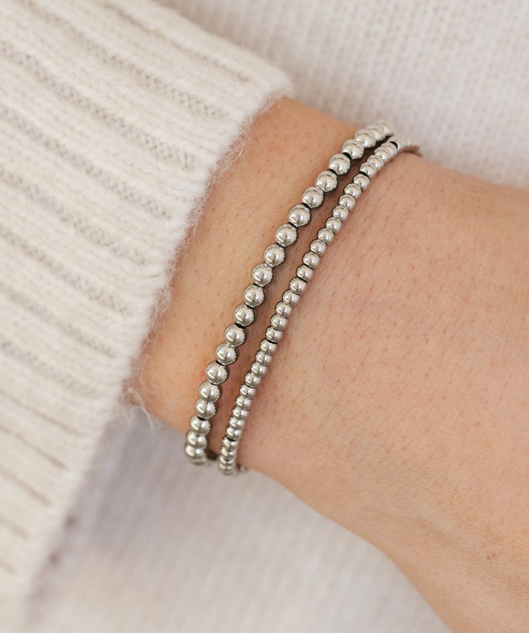 Silver Beaded Bracelet Bundle