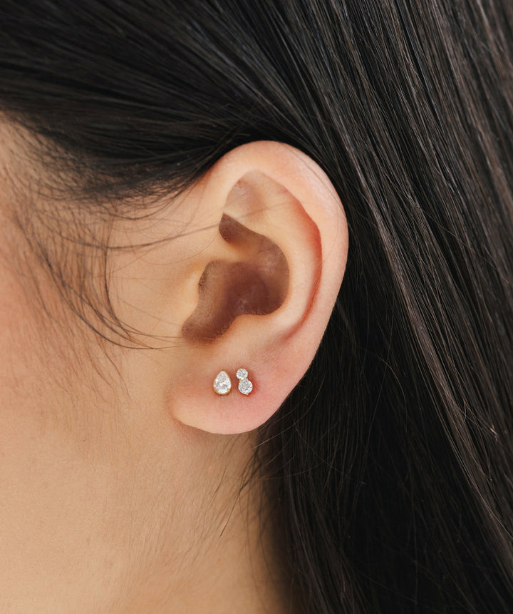 Stacked CZ Flat Back Stud