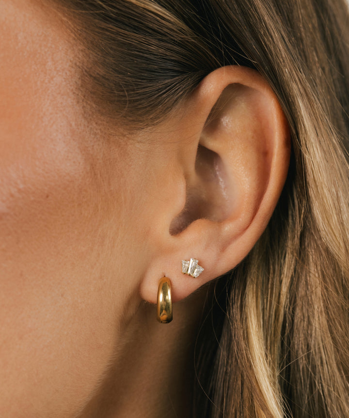 Triple Baguette Flat Back Stud
