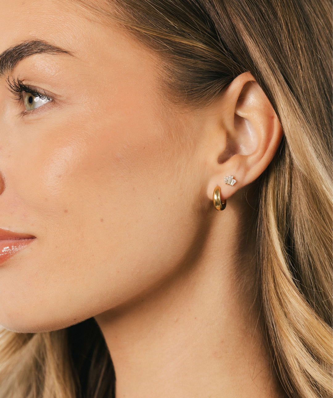 Triple Baguette Flat Back Stud