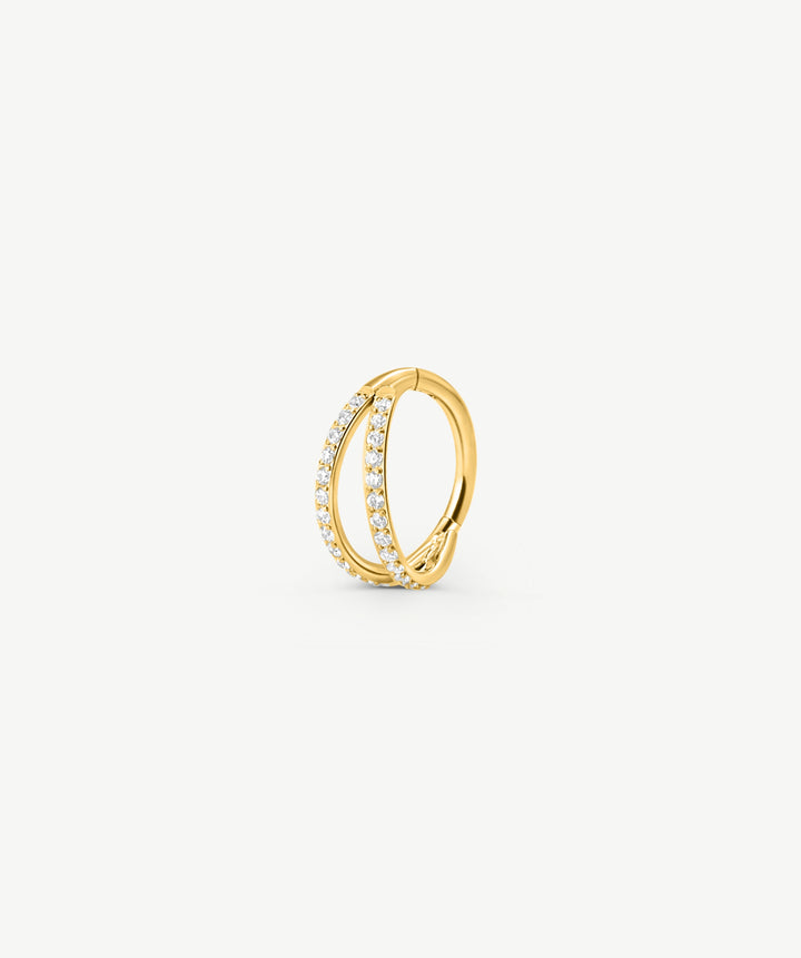 Twin Pave Clicker Hoop Earring