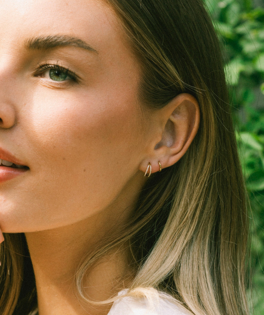 Twin Pave Clicker Hoop Earring