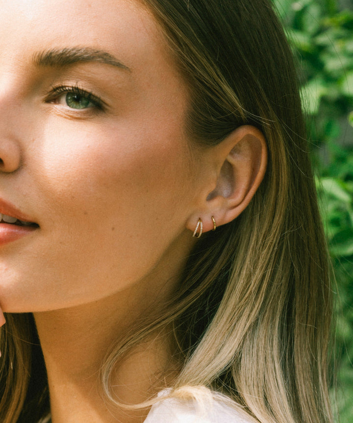 Twin Pave Clicker Hoop Earring