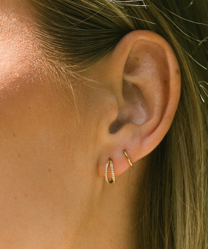 Twin Pave Clicker Hoop Earring