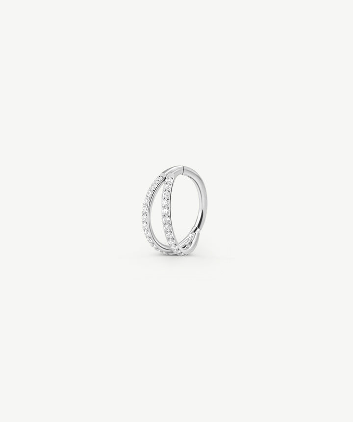 Twin Pave Clicker Hoop Earring